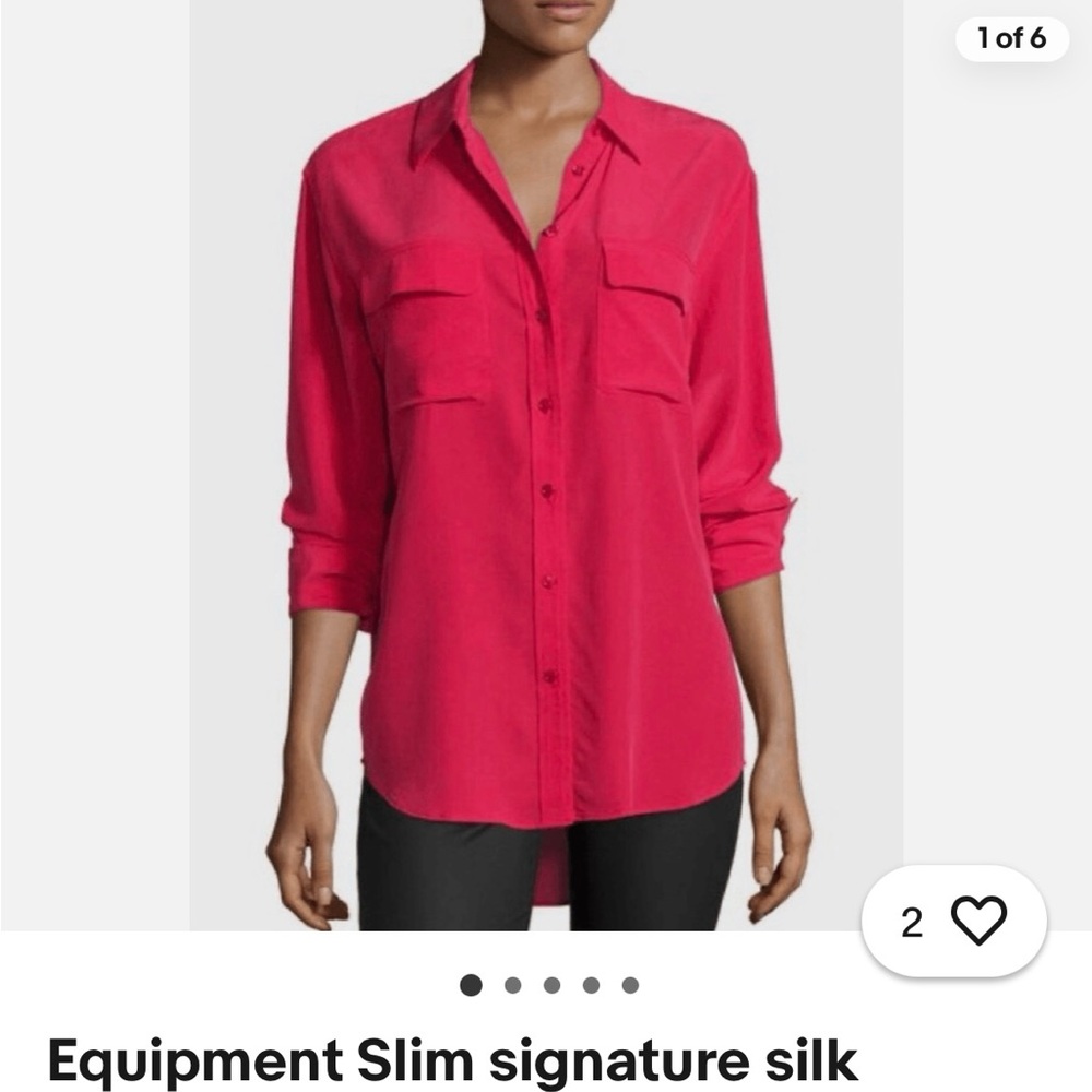 Equipment Red Casual Button Down Shirt